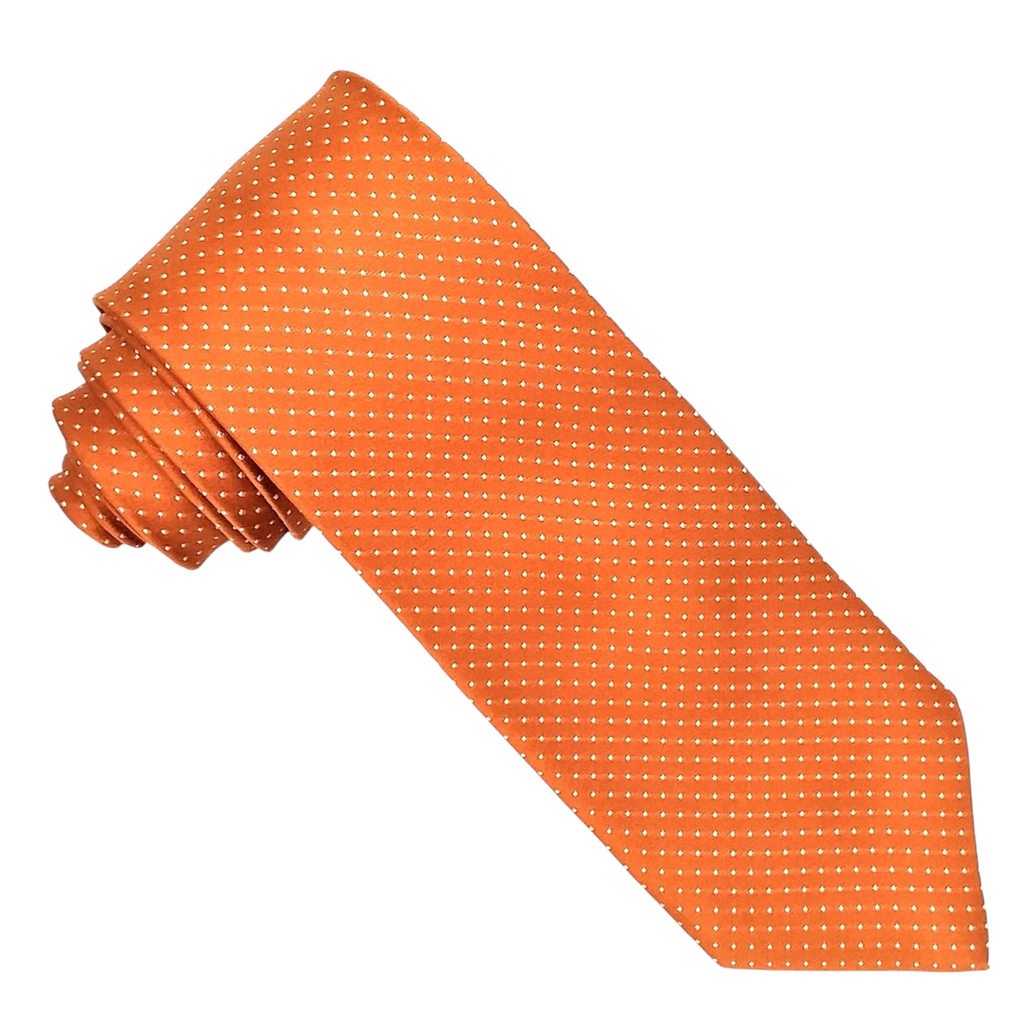 Designer Tie - Orange & White Polka Dot