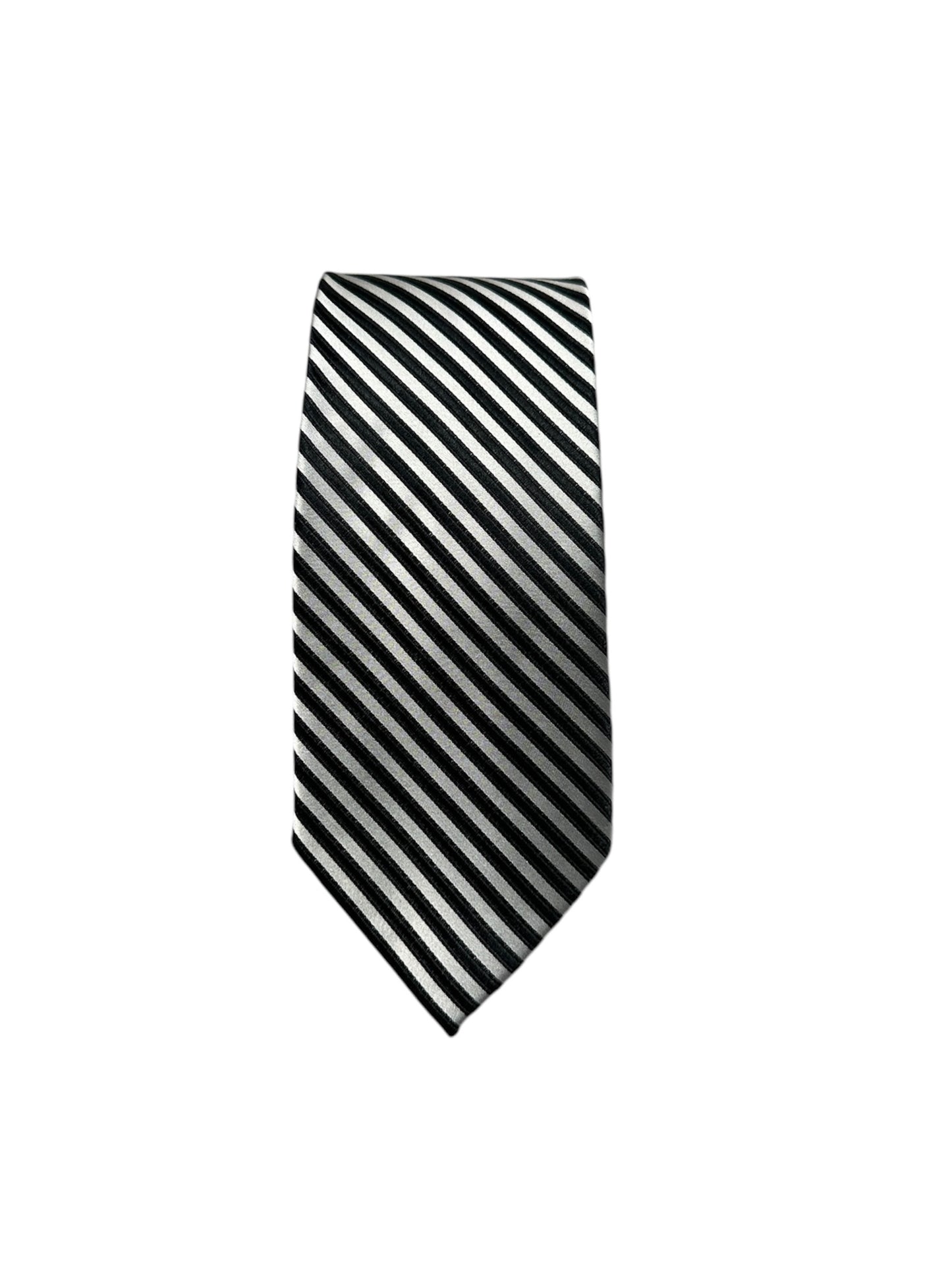 Designer Tie - Black & Silver Stripe