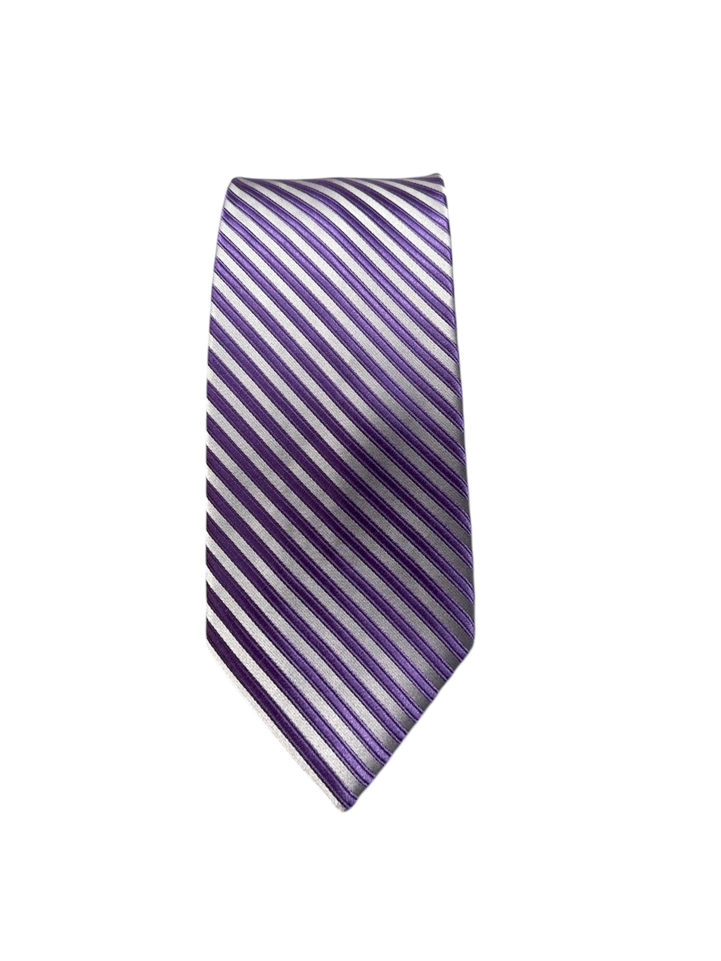 Designer Tie - Purple & White Stripe