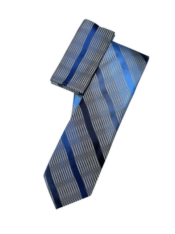 Silk Touch - Blue & Black Woven Stripe
