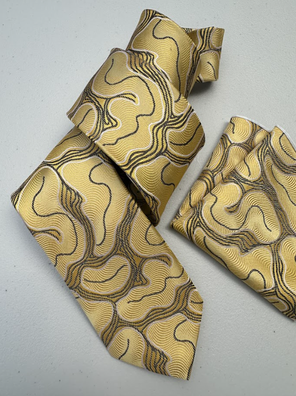 XL Designer Tie - Yellow Woven Paisley