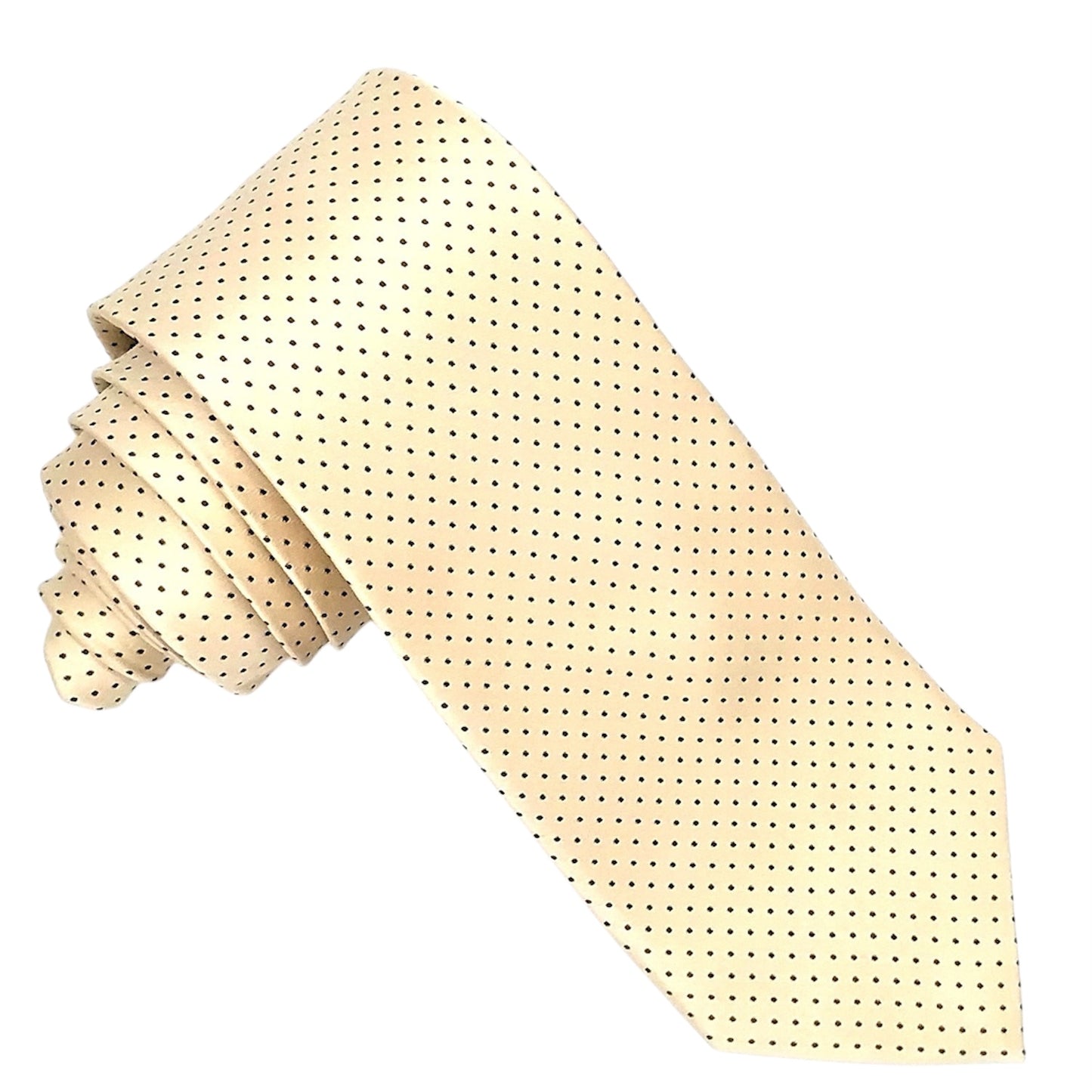 Designer Tie - Off White Polka Dot