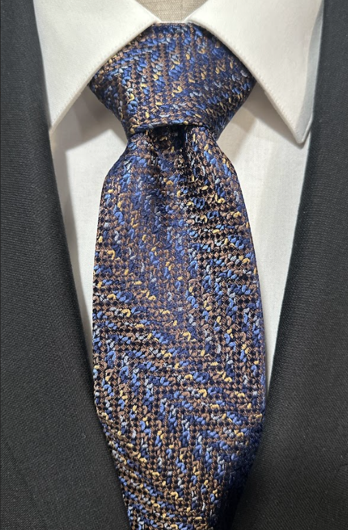Brown & Blue Tie with Suit From New Textured Tie Collection 