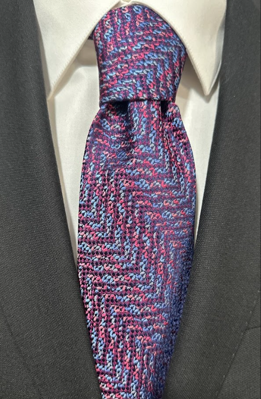 Purple and Navy Tie with Suit From New Textured Tie Collection 