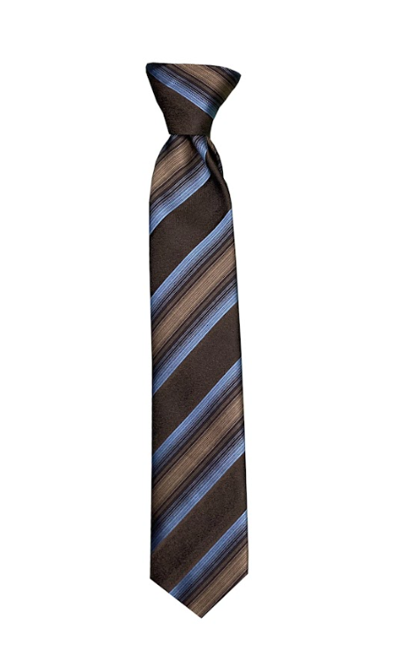 Silk Touch - Brown & Blue Stripe Skinny Tie