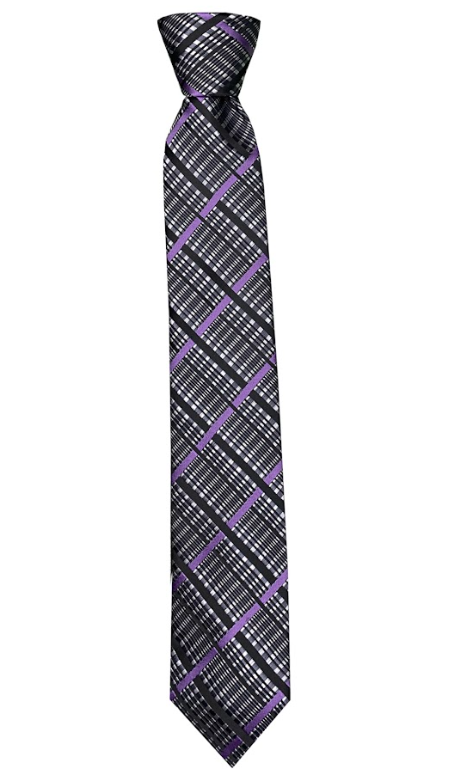Silk Touch - Black & Purple Stripe Skinny Tie